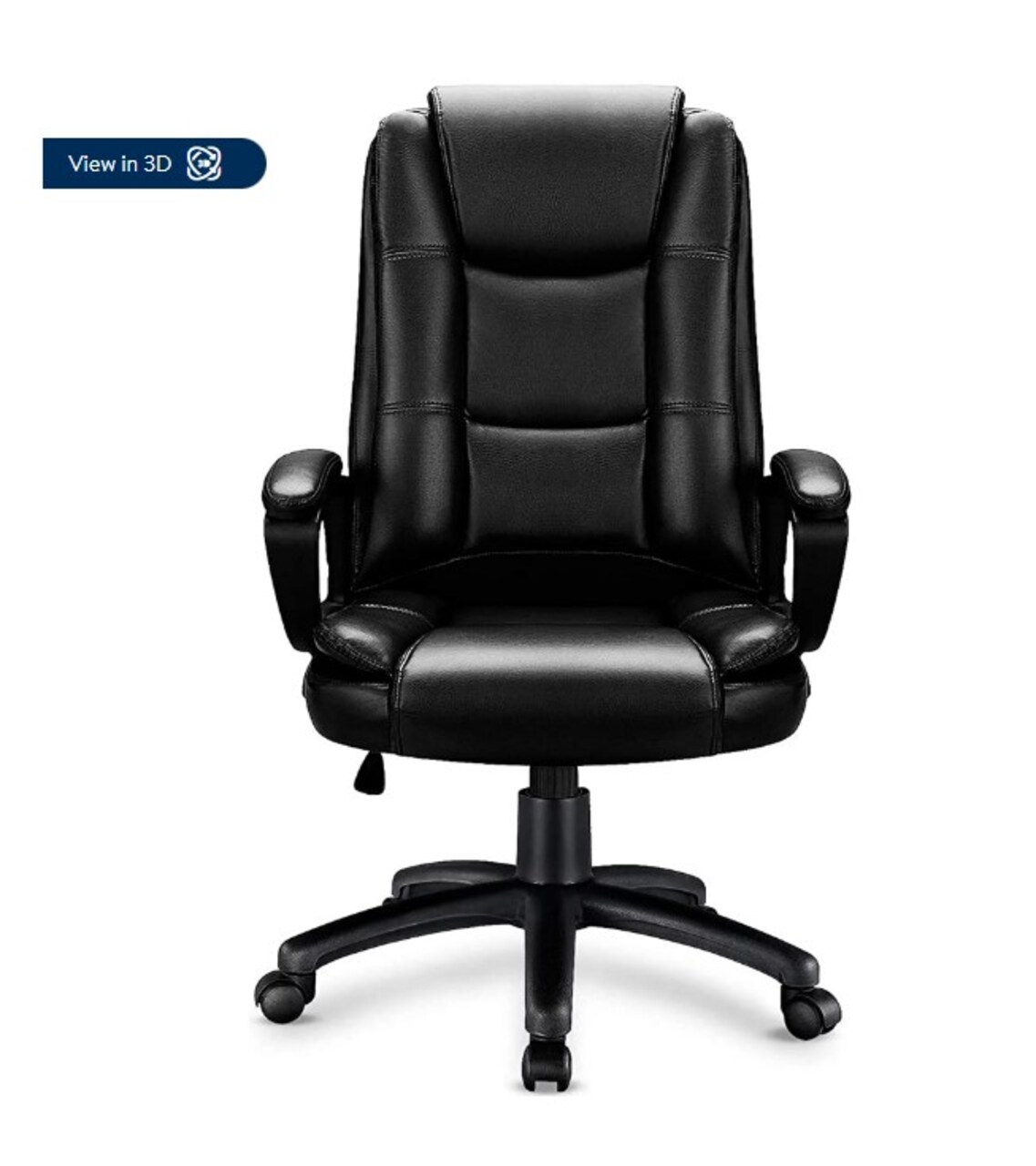 Home Office Chair, Ergonomic High Back Cushion Lumbar Back Support, Computer Desk Chair, Adjustable Executive Leather Chair with Arms (Black)